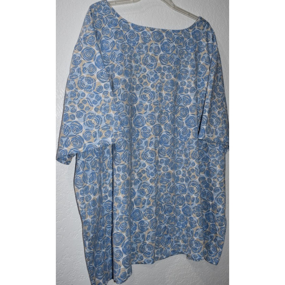 Liz & Me 4X Top Blue/White Squared Neck Short Slv 100% Cotton Shirt Blouse 30/32 - Picture 8 of 16
